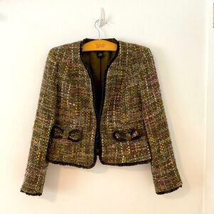 Green and pink tweed blazer size 6
